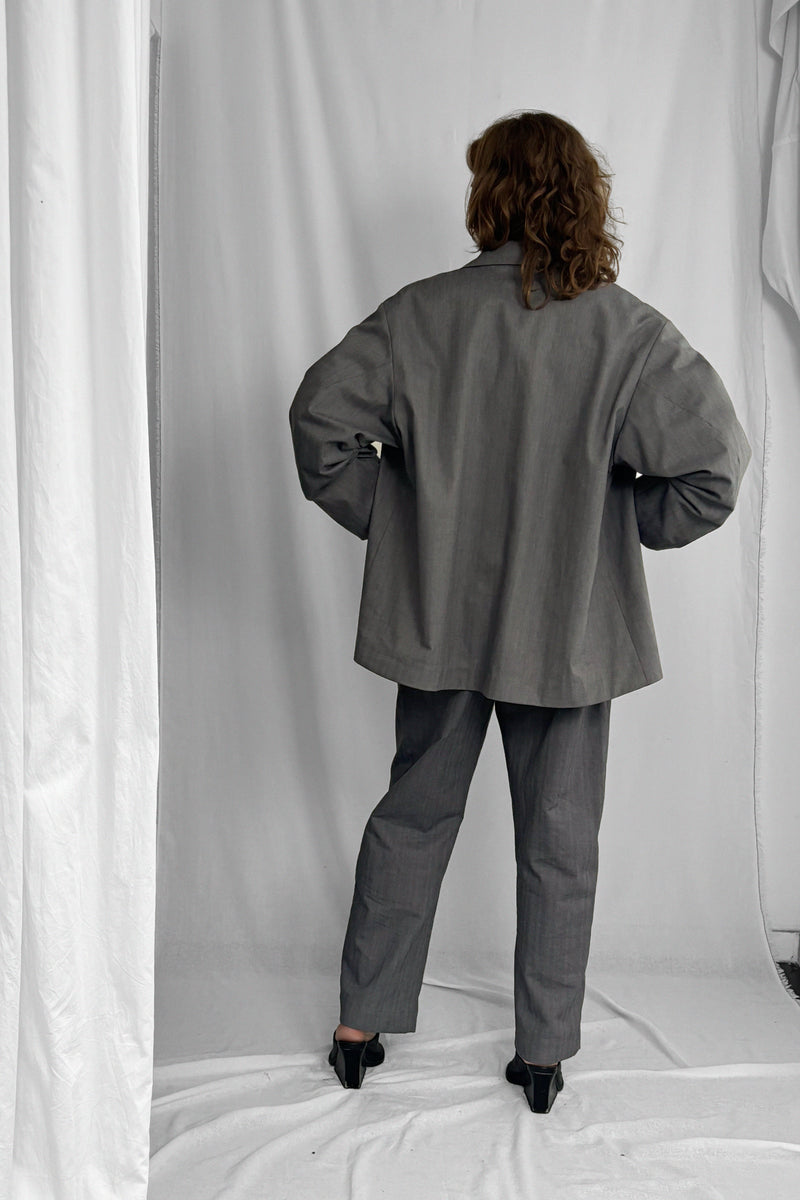 ARCHETYPE Pinching vest in grey herringbone cotton