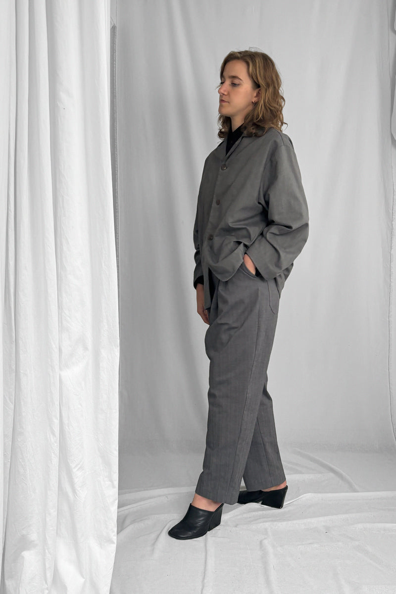 ARCHETYPE Pinching vest in grey herringbone cotton