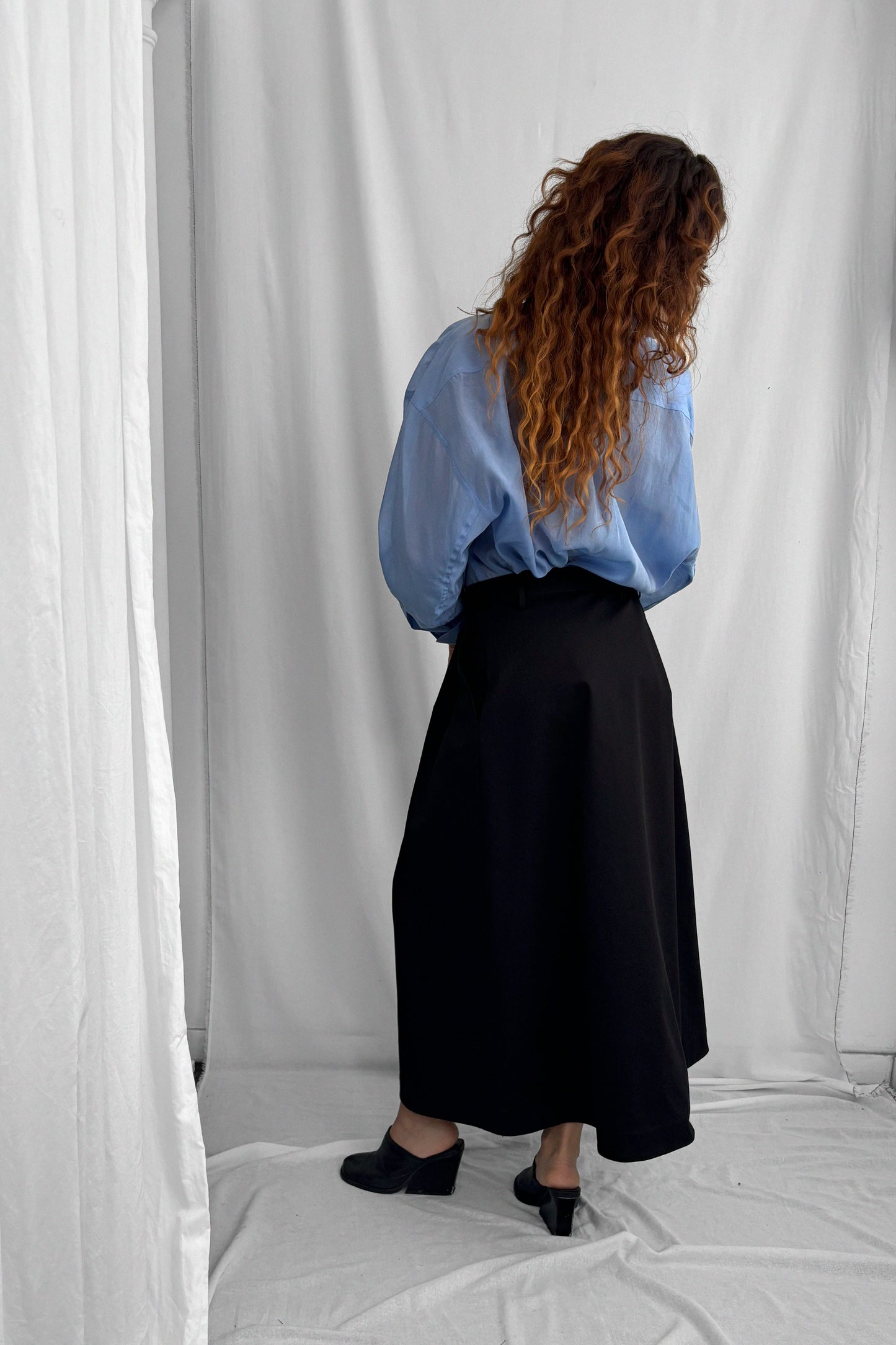 ARCHETYPE WIDE PLEATED COTTON SKIRT