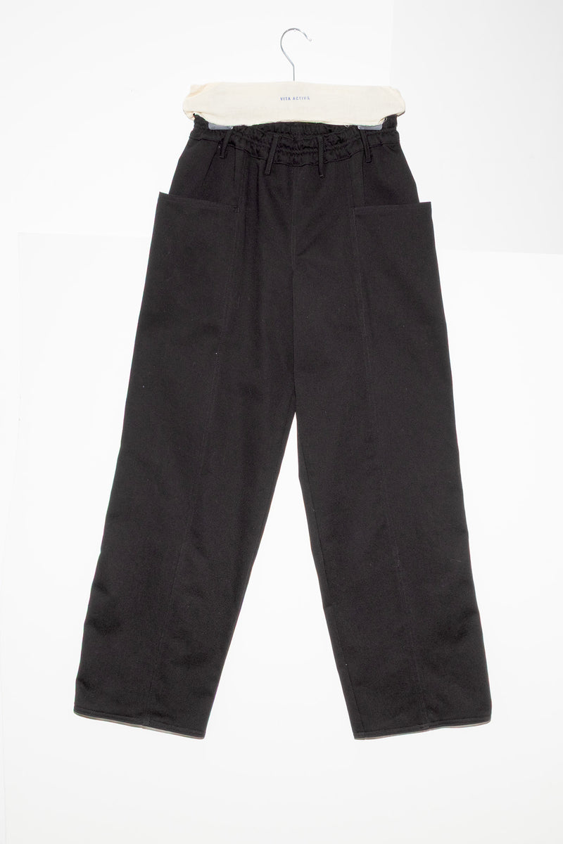 VITA ACTIVA Trouze Trousers in heavy black cotton