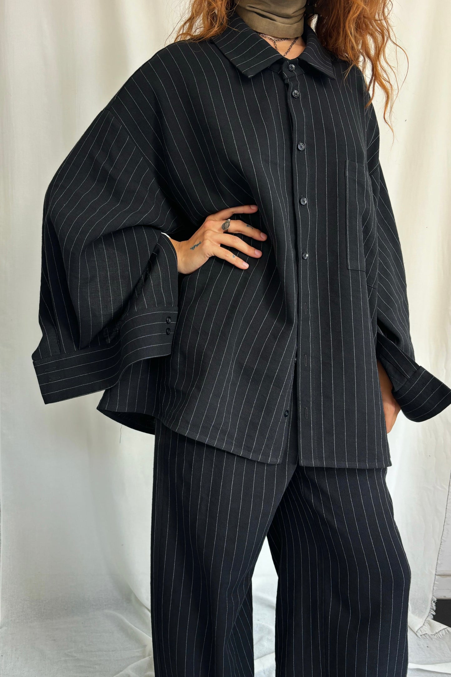 ARCHETYPE PINSTRIPED LINEN SHIRT