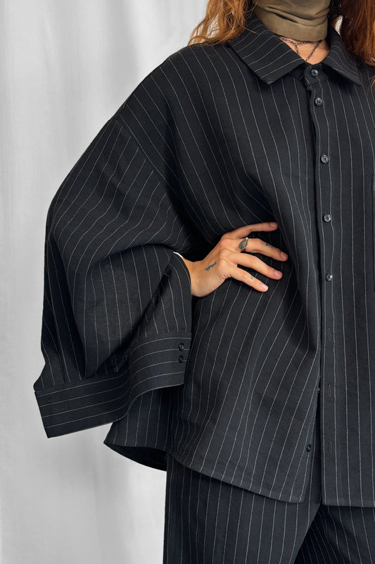 ARCHETYPE PINSTRIPED LINEN SHIRT