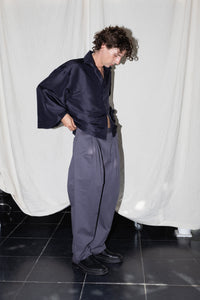 ARCHETYPE Billowing trousers (narrow) in pigeon cotton twill