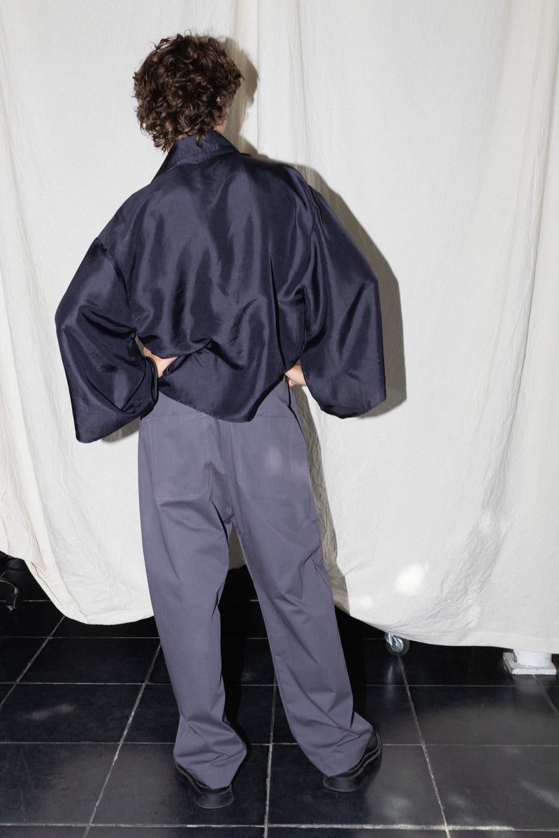 ARCHETYPE Billowing trousers (narrow) in pigeon cotton twill