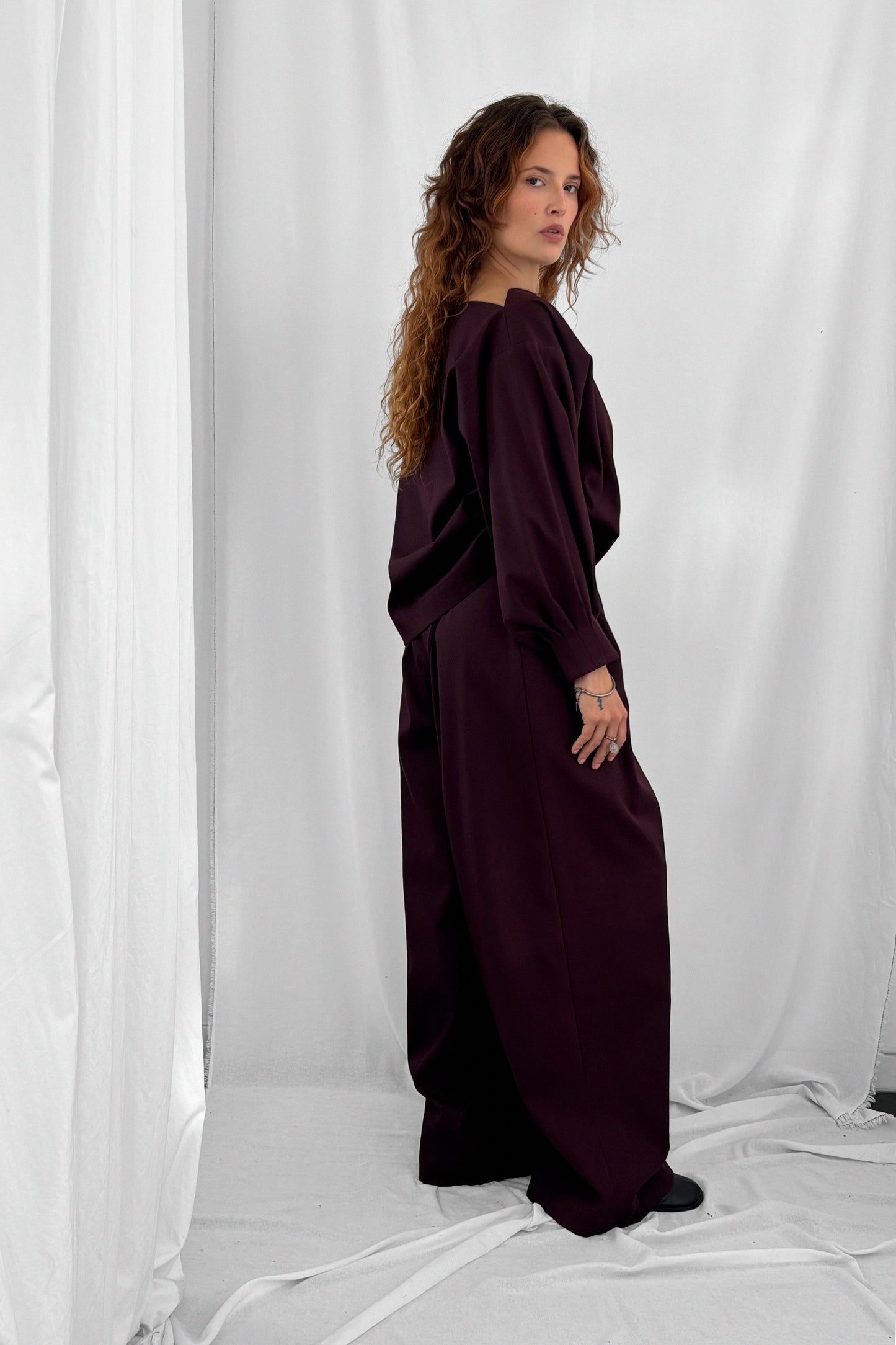 ARCHETYPE WIDE PLEATED COTTON TROUSERS