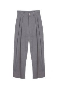 ARCHETYPE Billowing trousers in grey cotton herringbone (narrow)