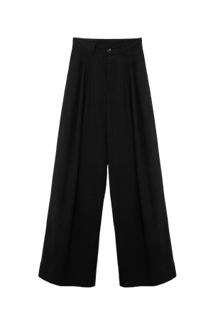 ARCHETYPE Billowing trousers in black cotton poplin