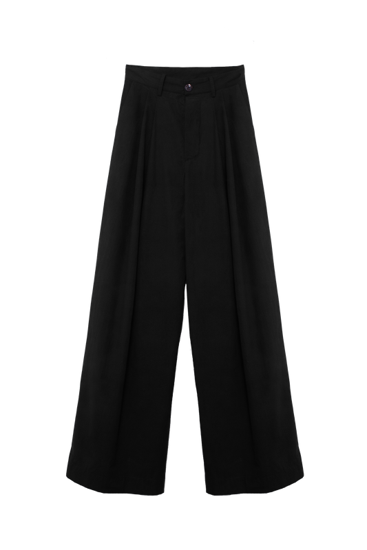 ARCHETYPE Billowing trousers in black cotton poplin