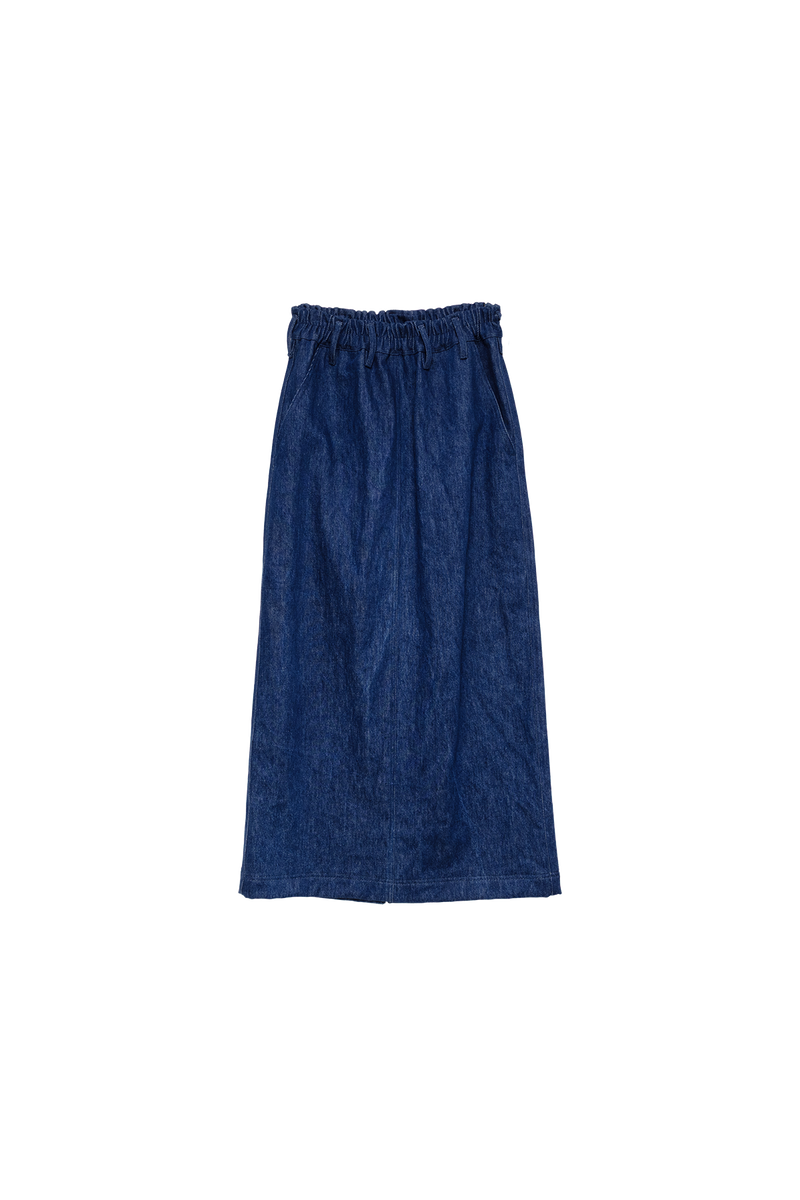 ARCHETYPE Wringing Skirt in indigo denim (straight)