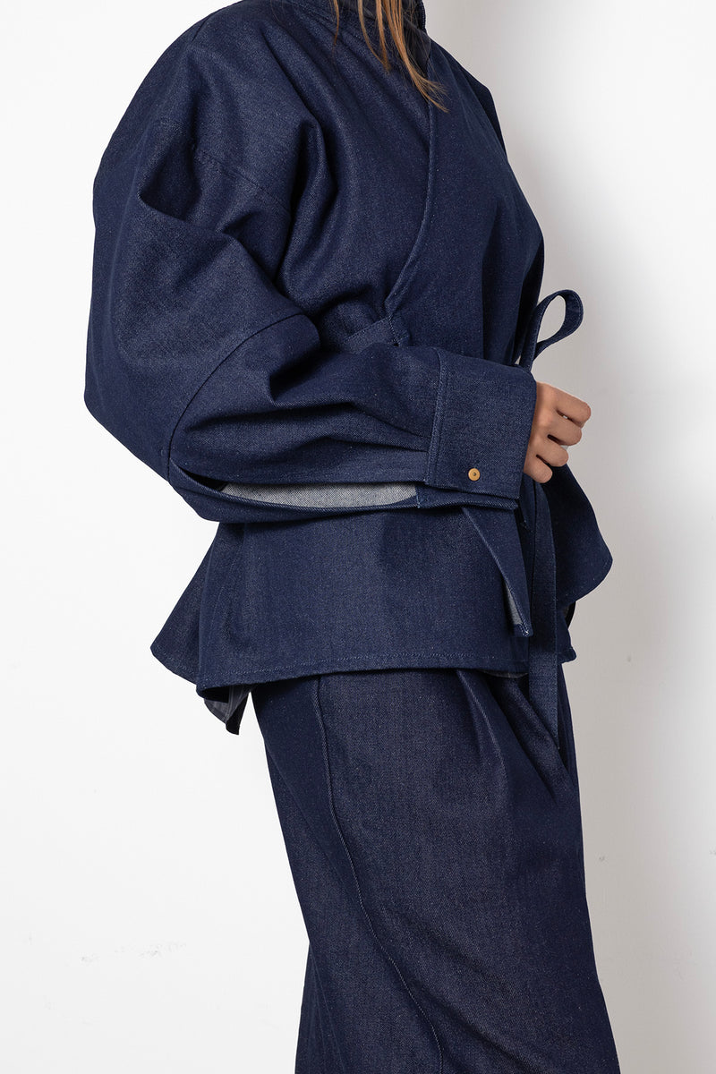 ARCHETYPE Enveloping Top in Blue Denim