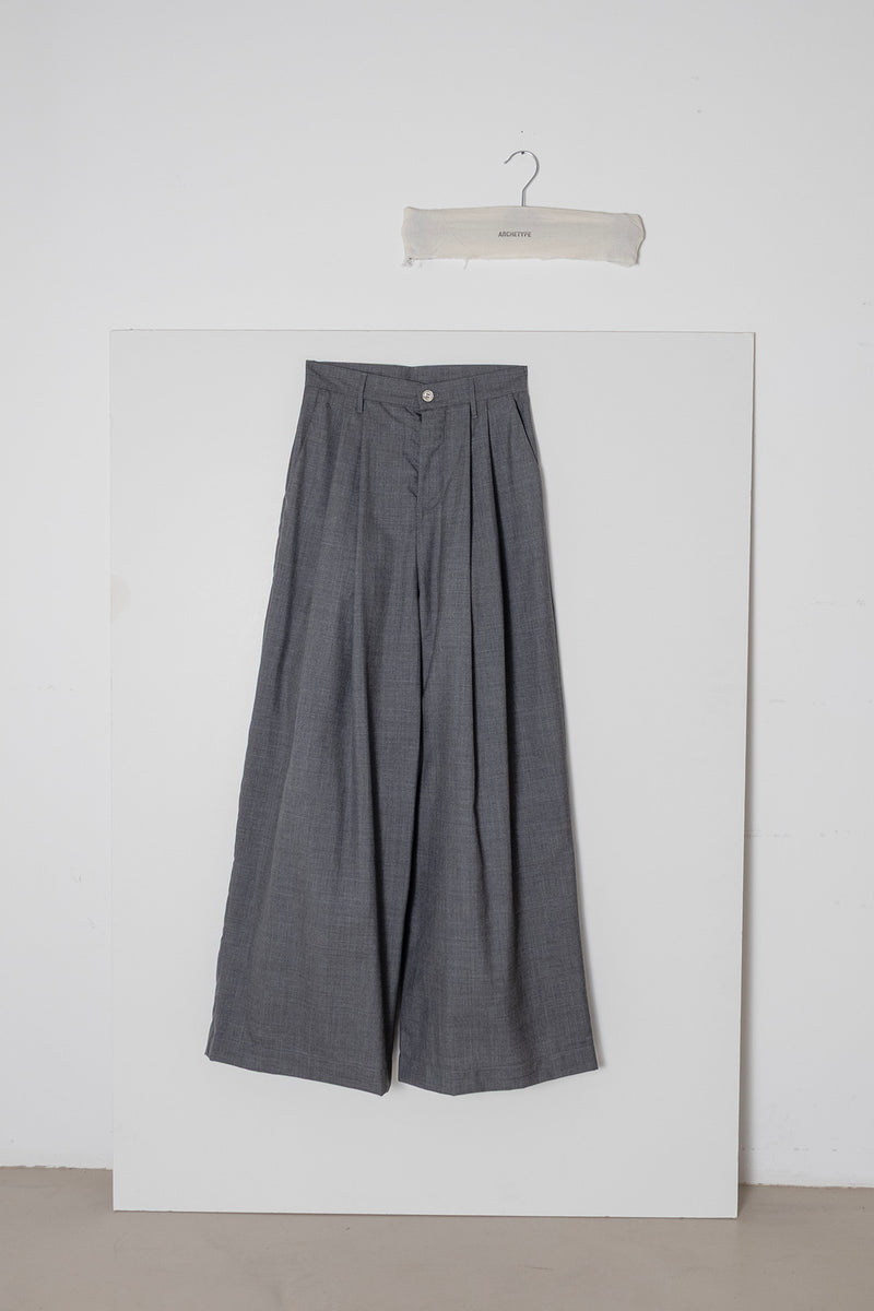 ARCHETYPE Billowing Trousers in Fine Grey Wool