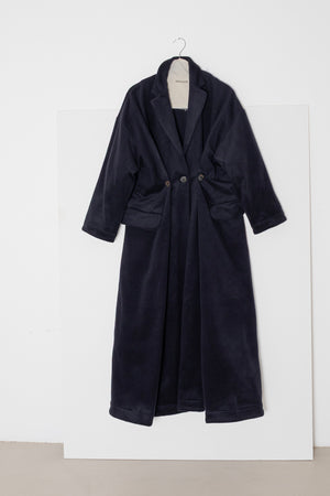 ARCHETYPE Folded Coat in Navy Wool/Cashmere
