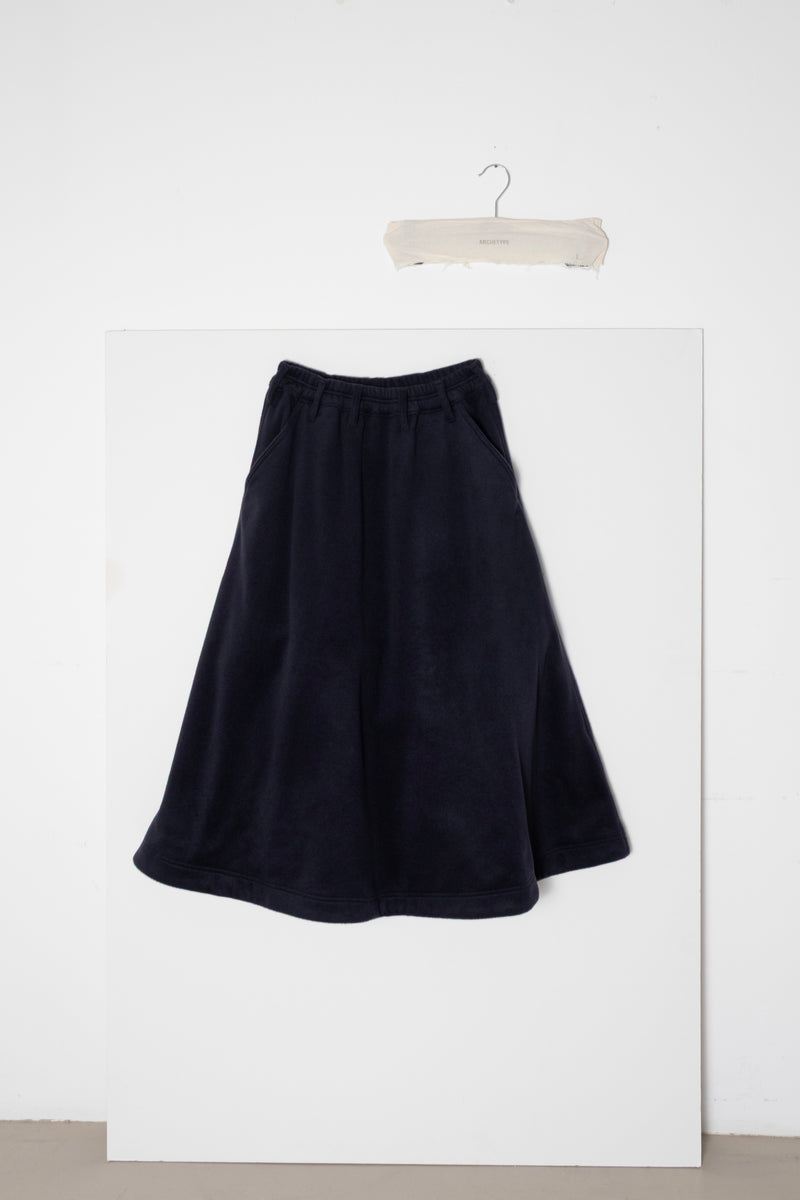 ARCHETYPE Wringing Skirt in Navy Cashmere Fleece
