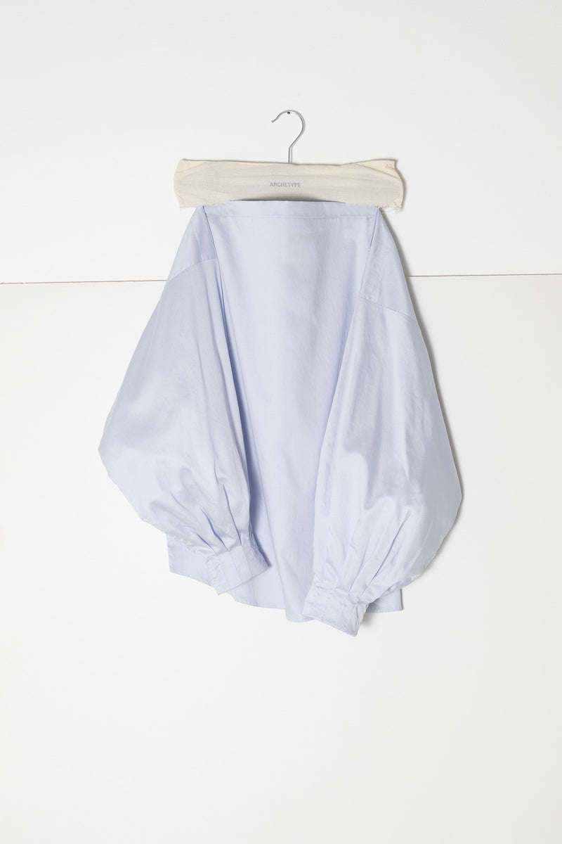 ARCHETYPE Indulging top in blue satin cotton