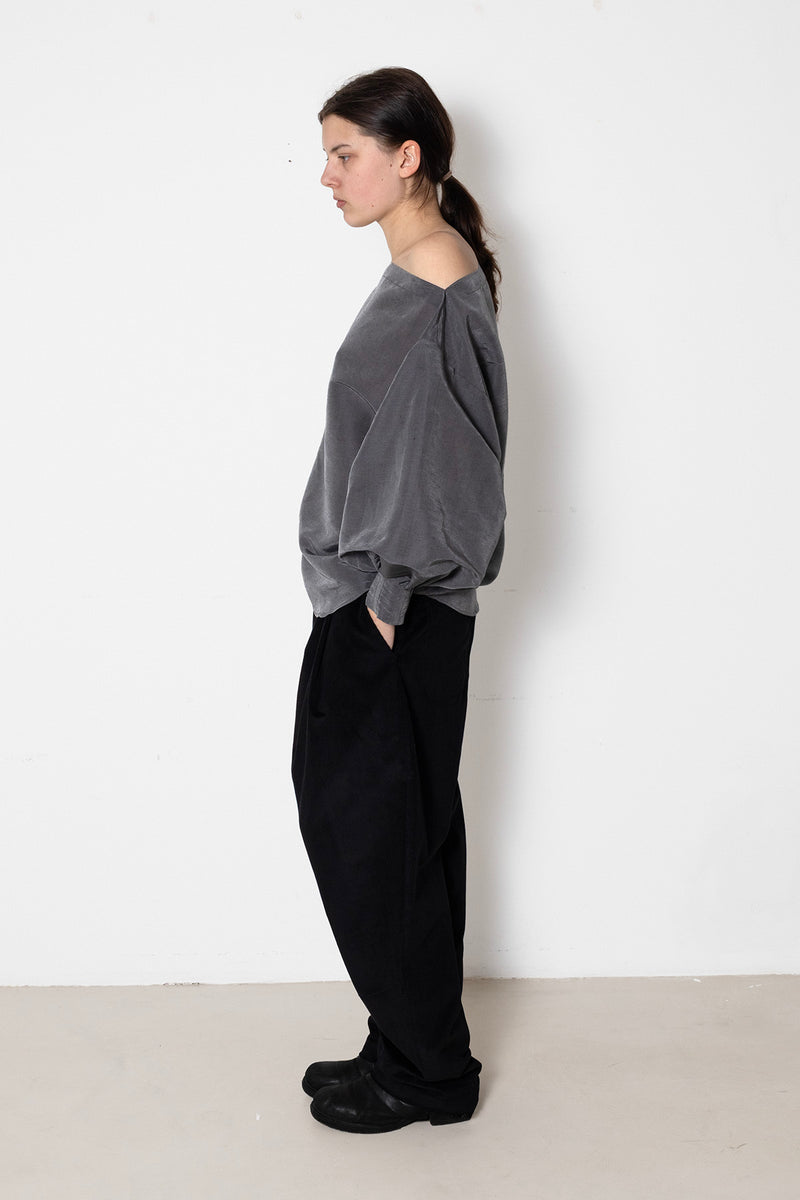 ARCHETYPE Indulging Top in Grey Crisp Cotton