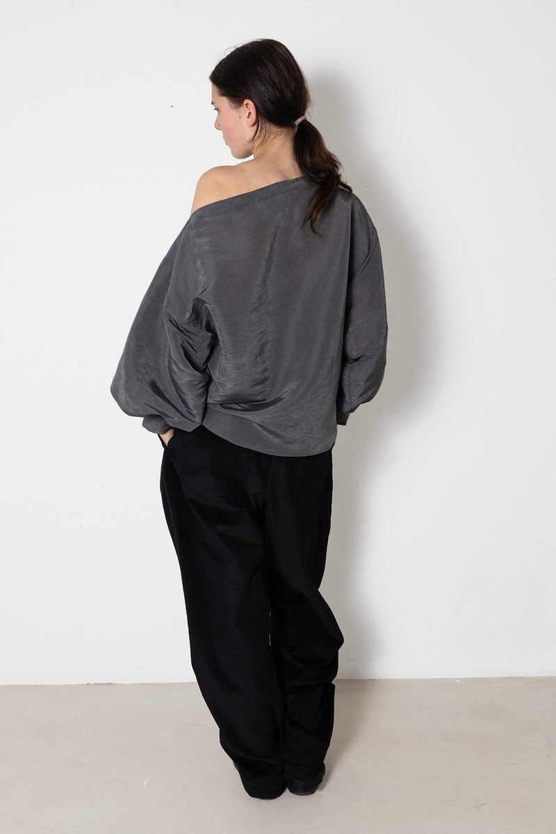 ARCHETYPE Indulging Top in Grey Crisp Cotton