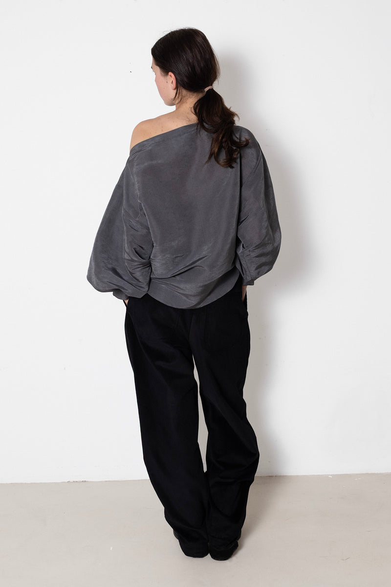 ARCHETYPE Indulging Top in Grey Crisp Cotton