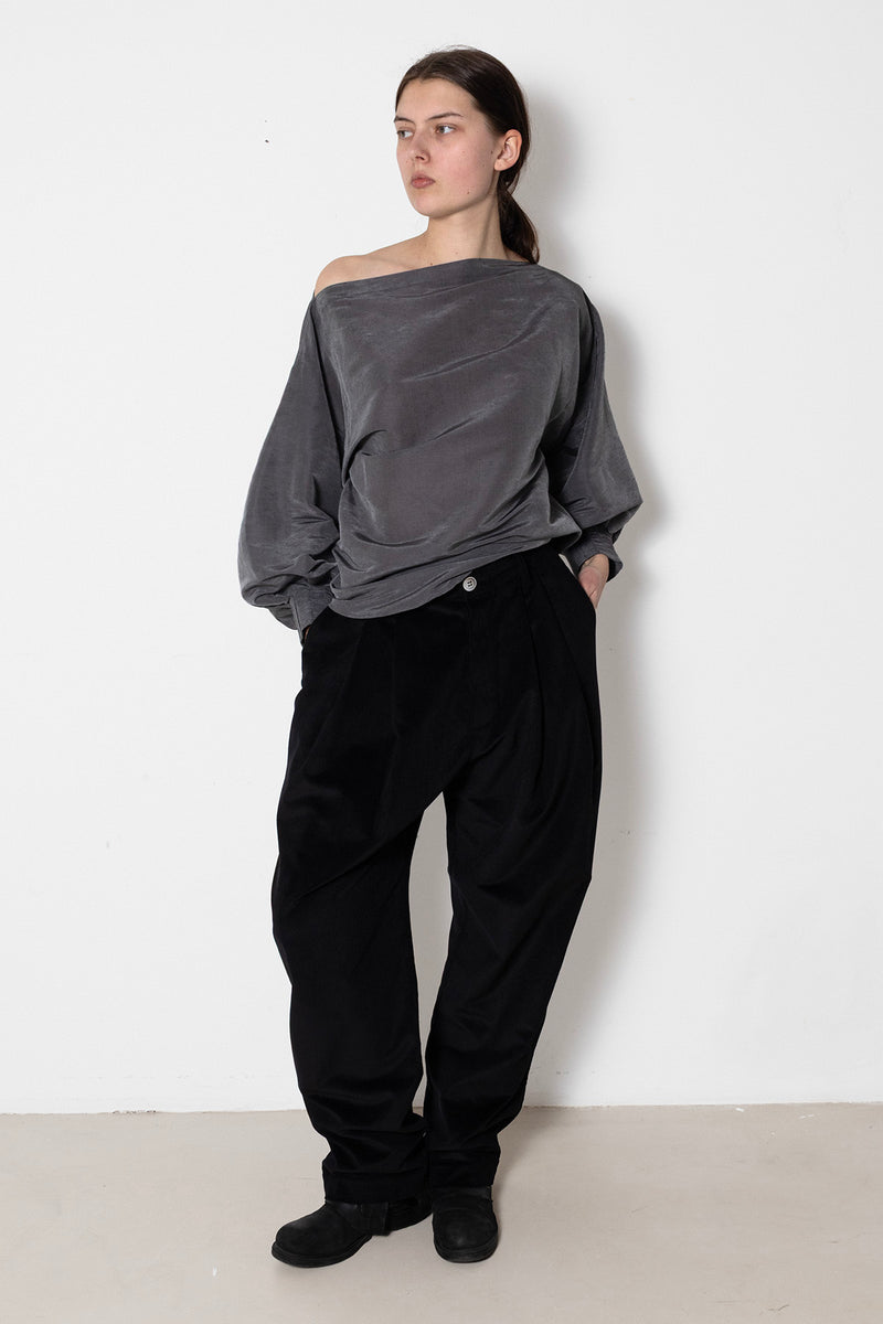 ARCHETYPE Indulging Top in Grey Crisp Cotton