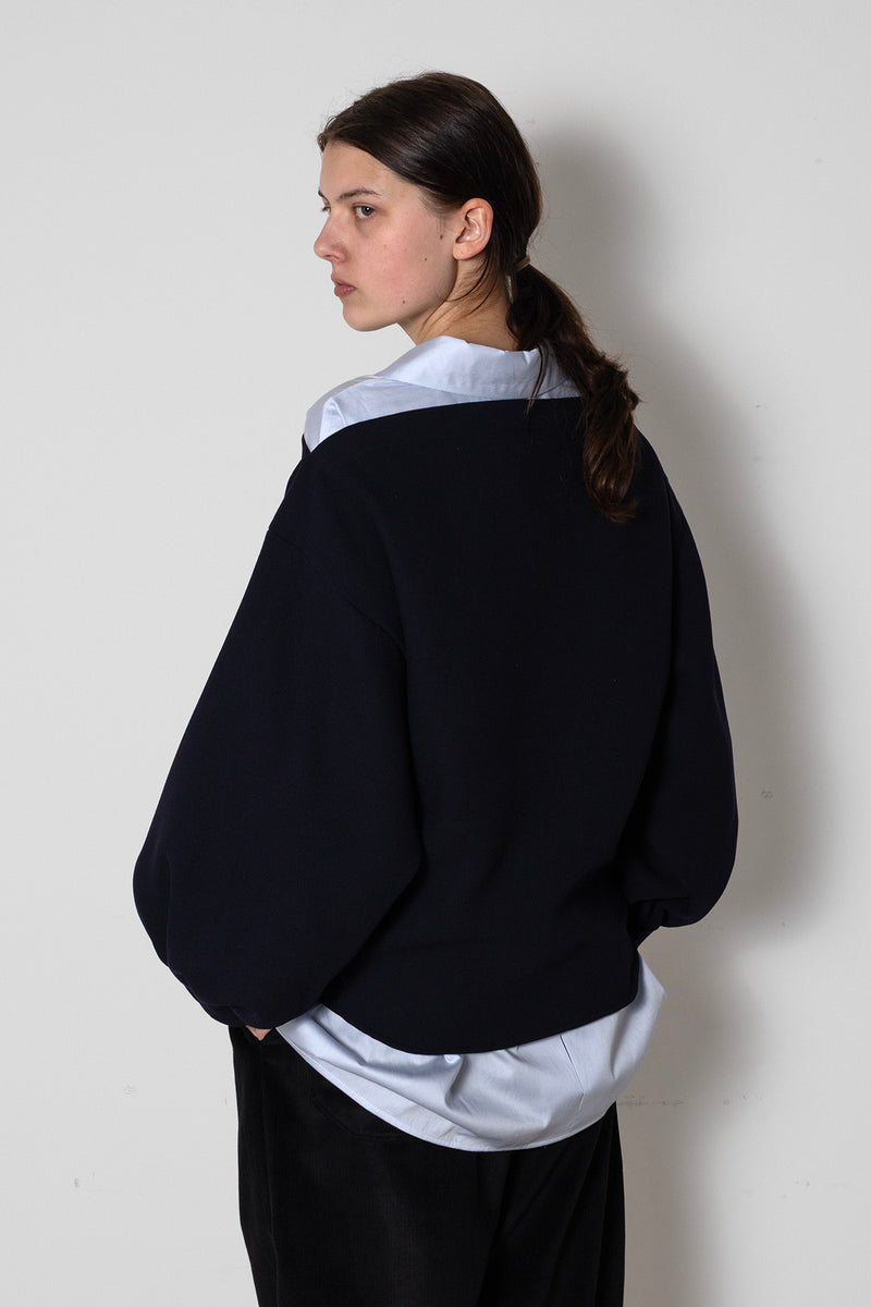 Archetype Indulging Top in Navy Wool Crepe
