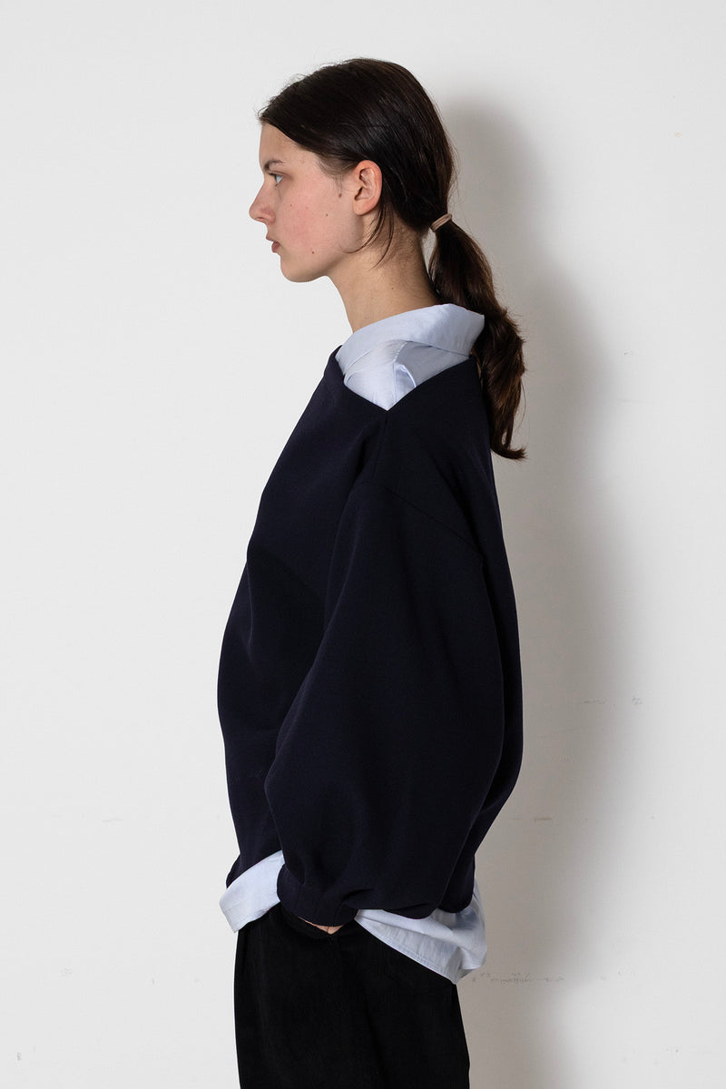 Archetype Indulging Top in Navy Wool Crepe