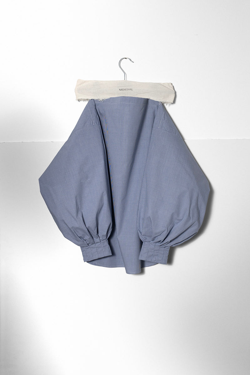 ARCHETYPE Indulging Top in Blue Vichy Cotton Poplin