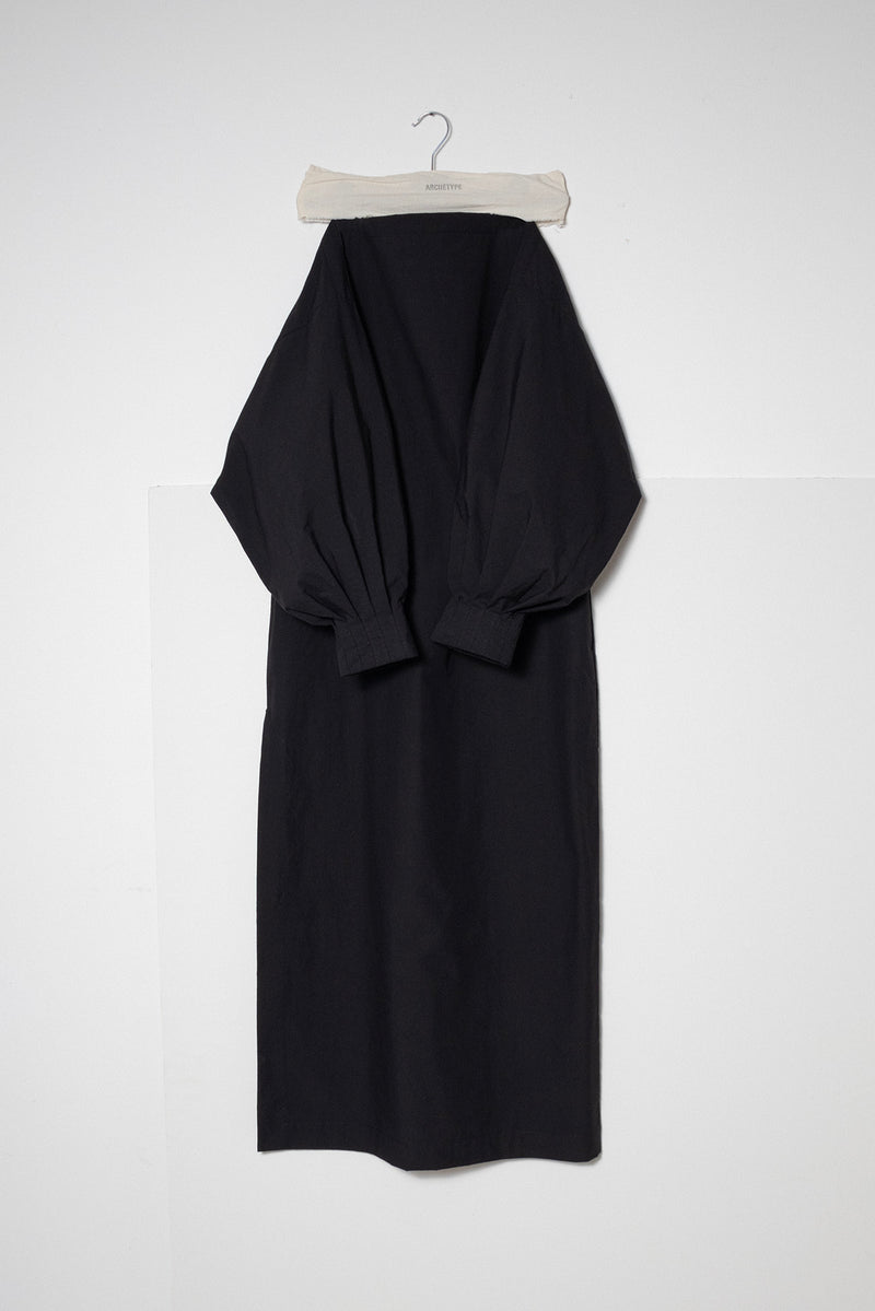 ARCHETYPE Indulging Dress in Black Cotton Poplin