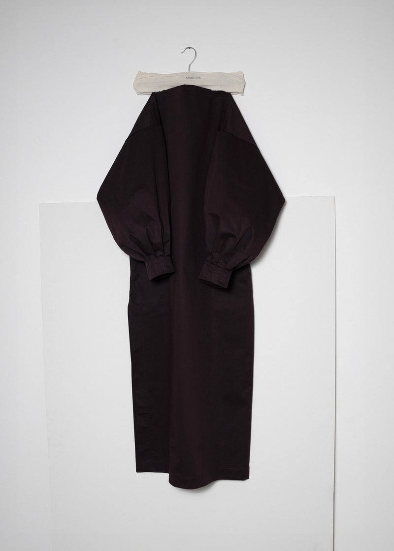 ARCHETYPE Indulging Dress in Plum Cotton Twill
