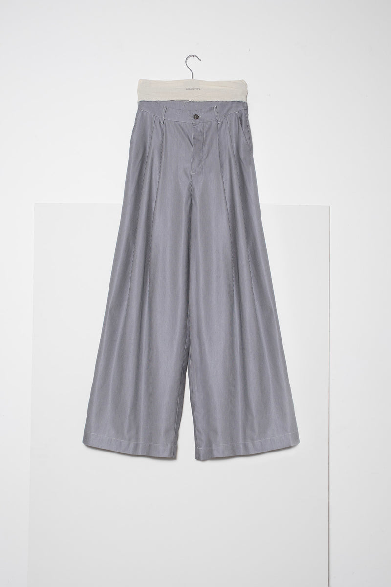 ARCHETYPE Billowing Trousers in Black Houndstooth Cotton