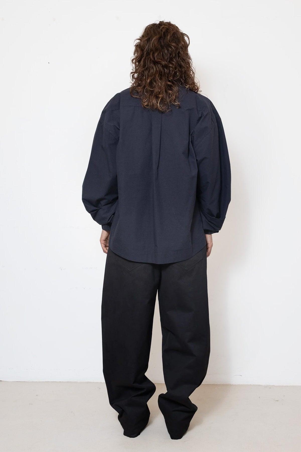 Tuxedo Shirt in Navy Cotton Poplin