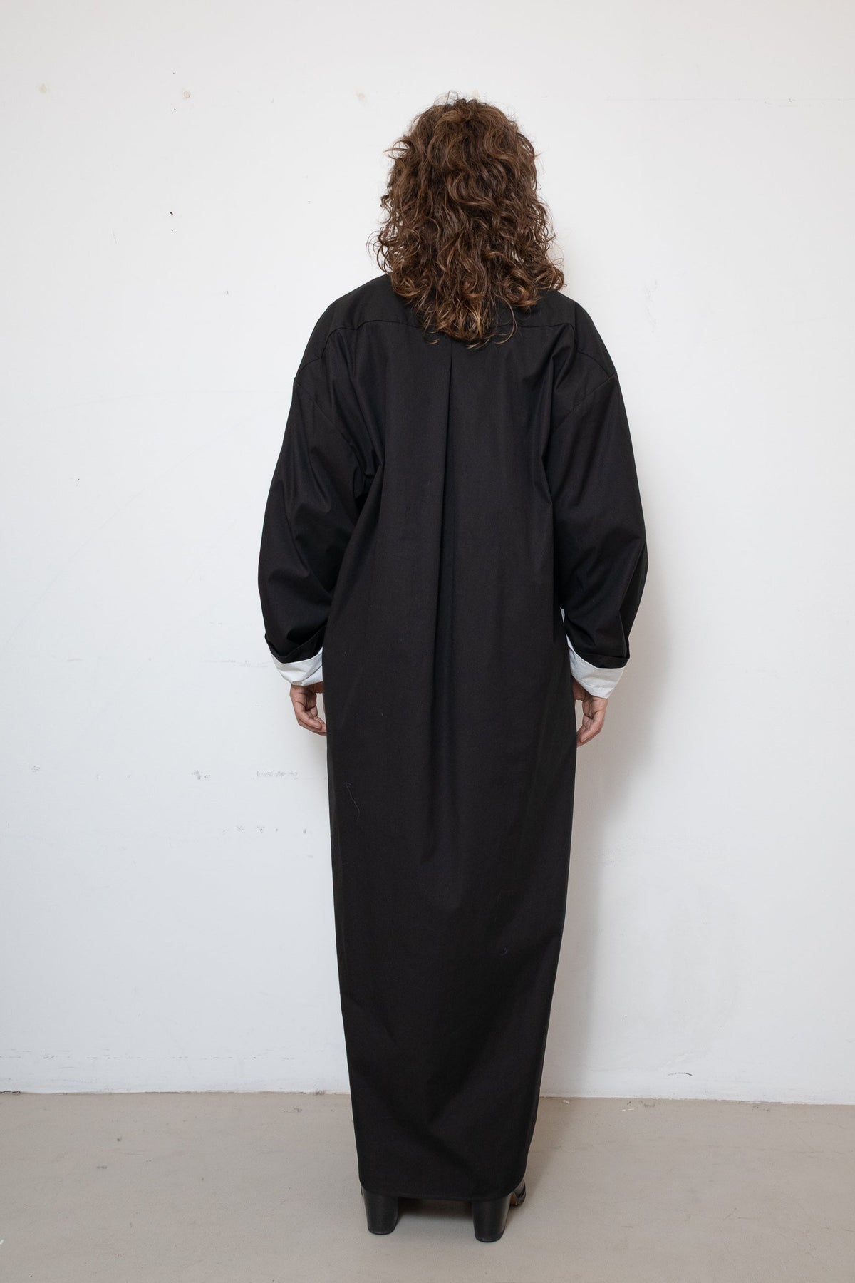 Tuxedo Dress in Black Cotton