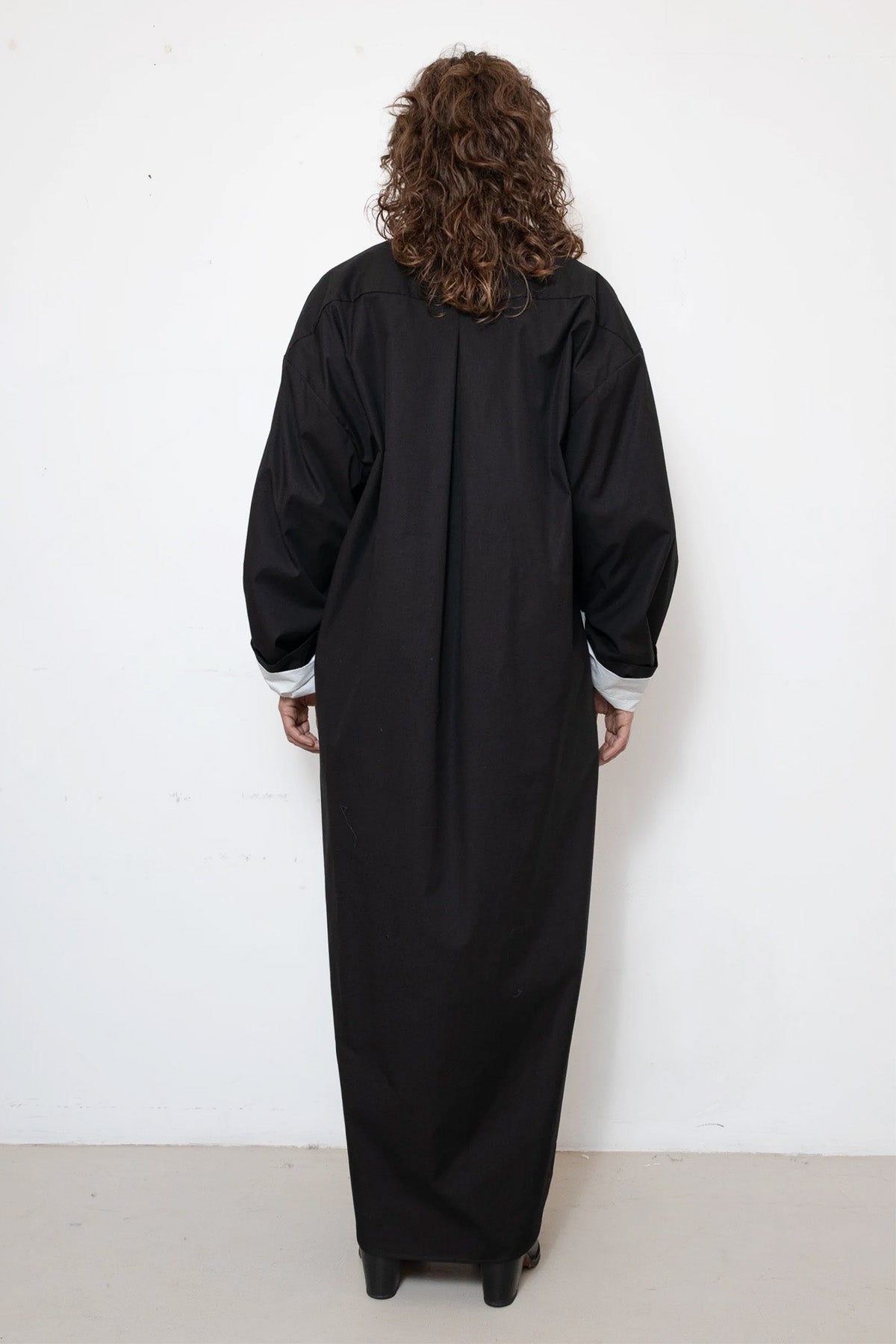 Tuxedo Dress in Black Cotton