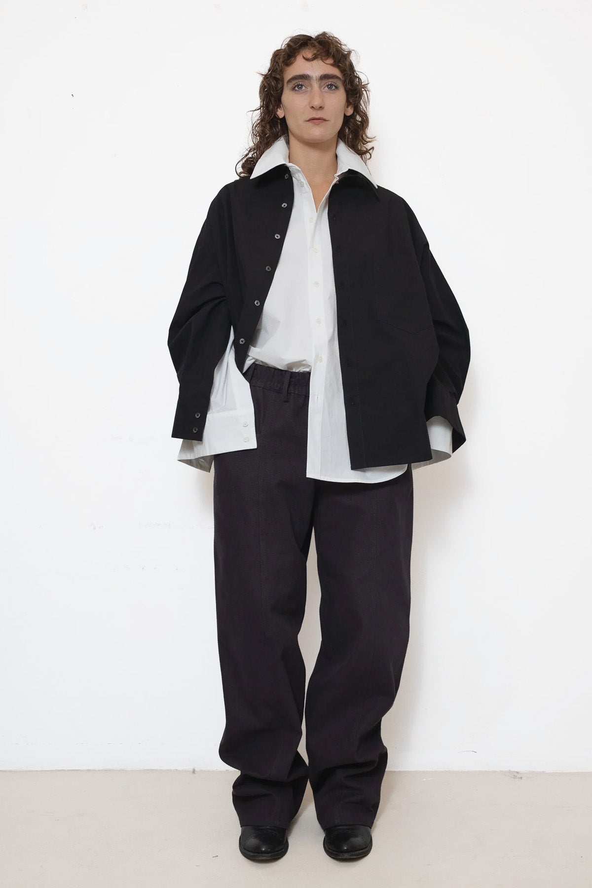 Shirt in Black Cotton Poplin