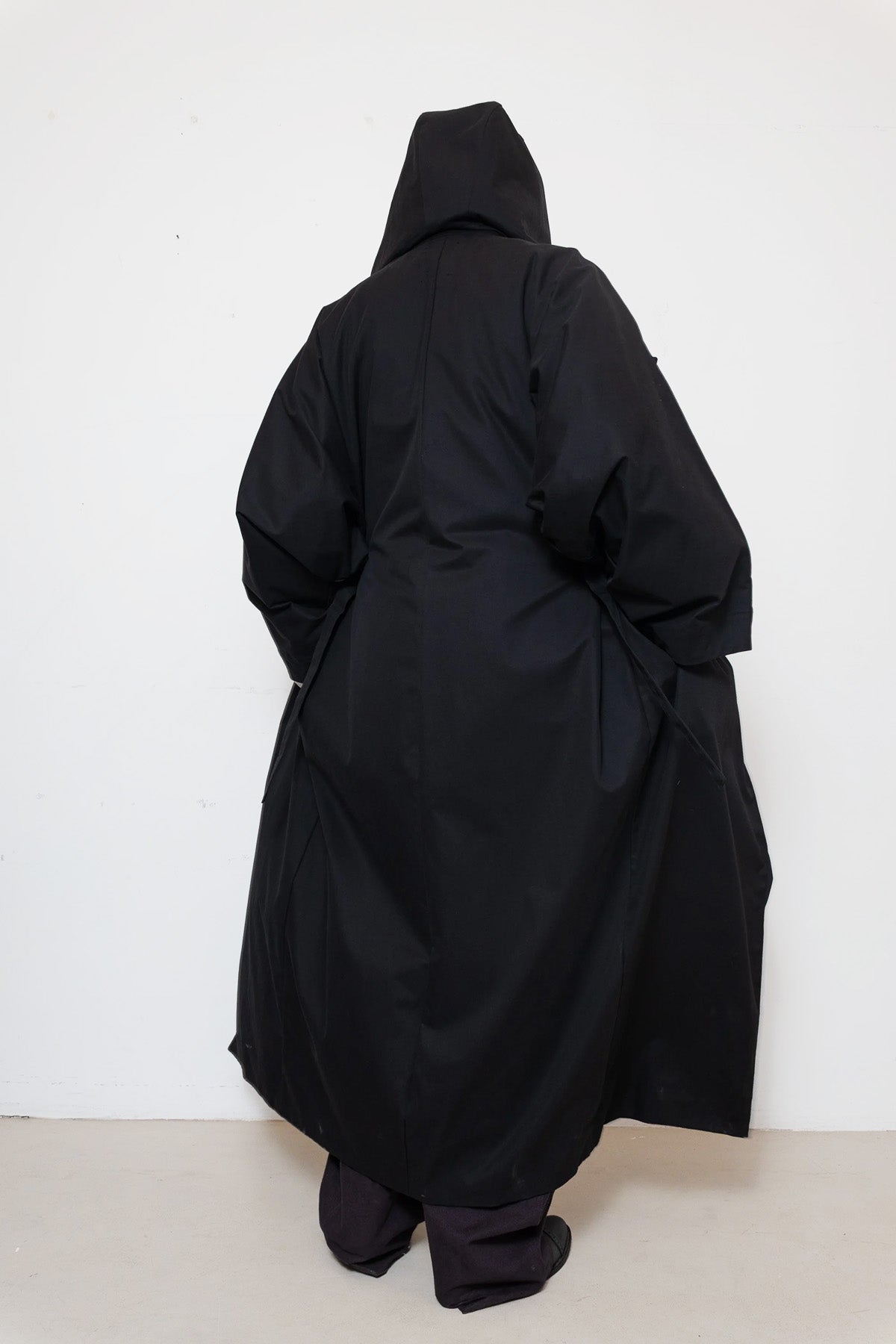 Parka Coat in Black Waterproof Cotton