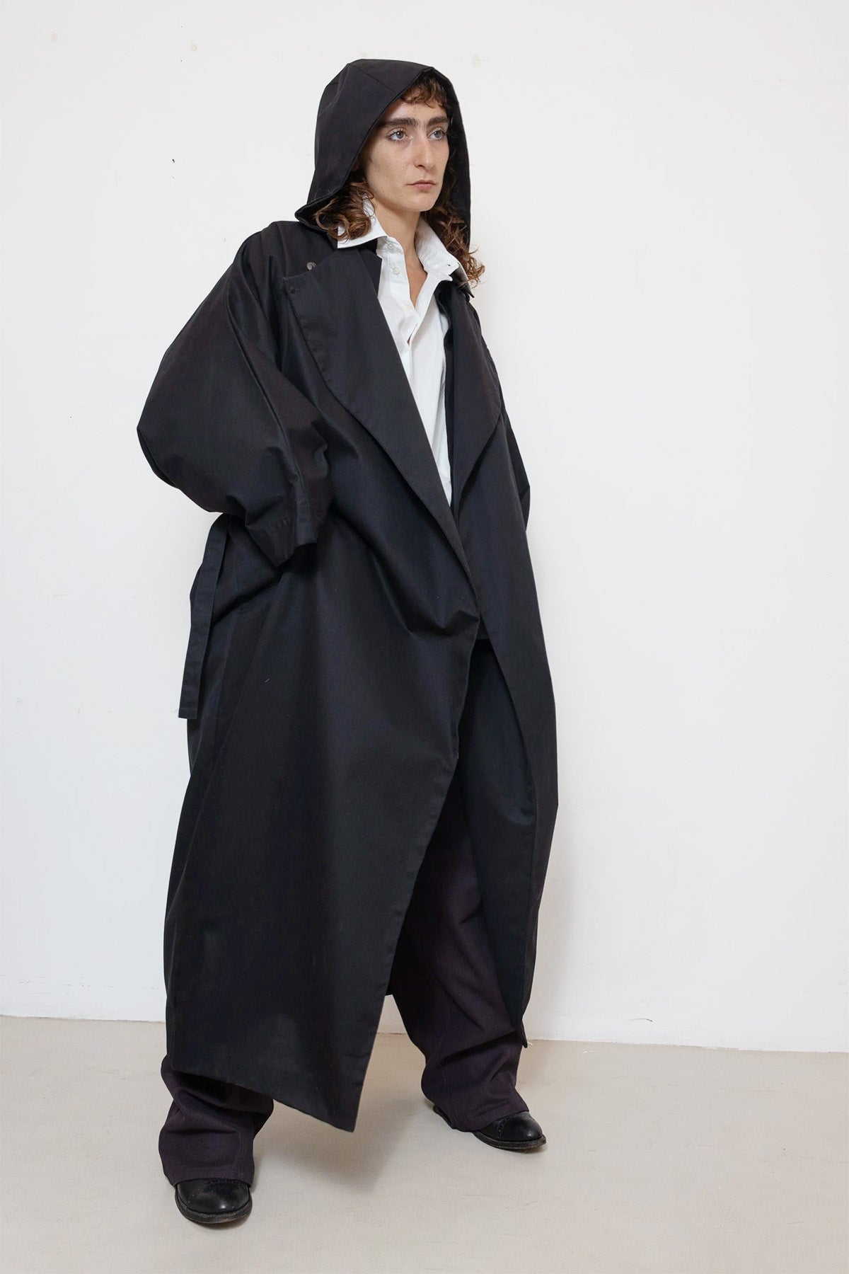Parka Coat in Black Waterproof Cotton