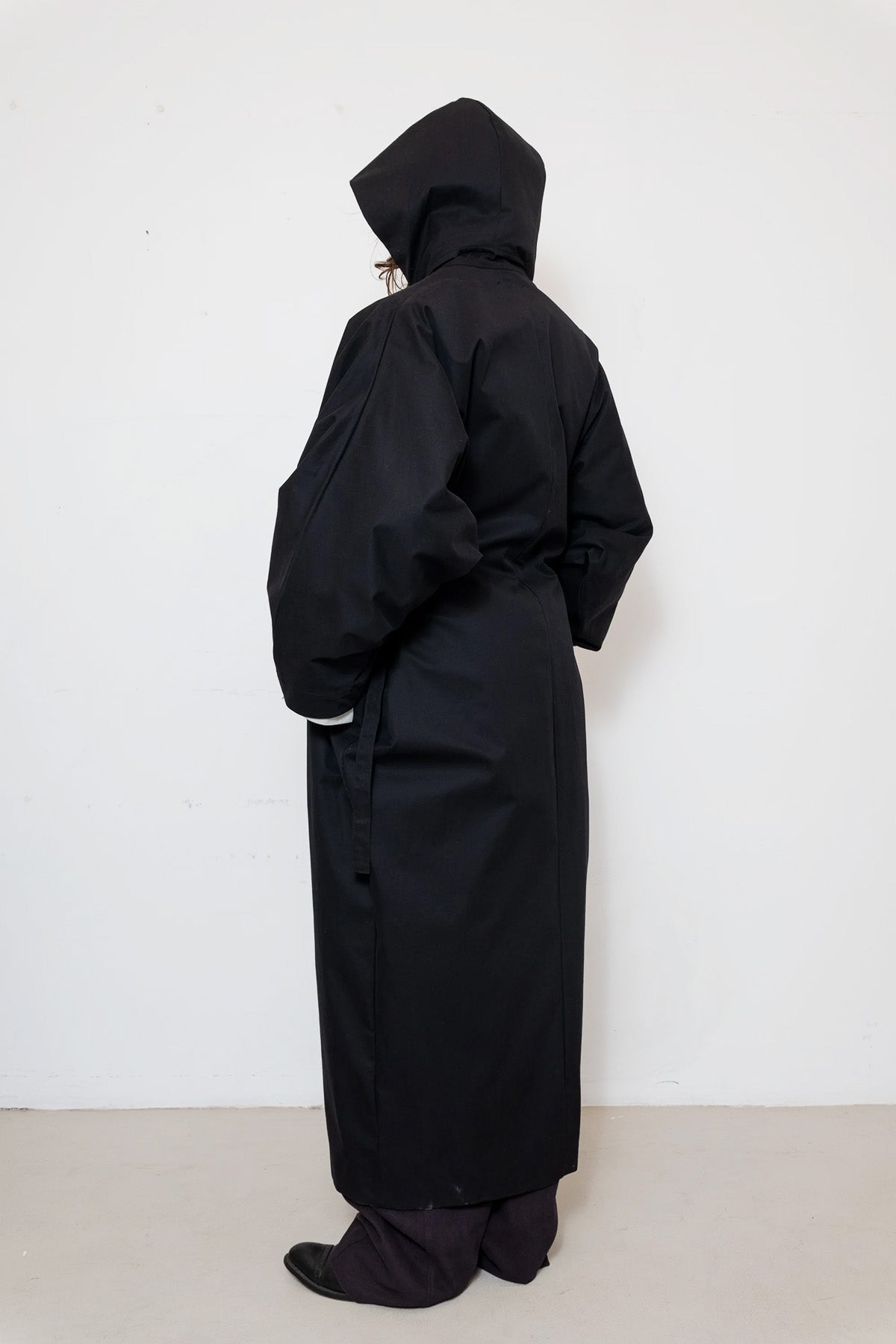 Parka Coat in Black Waterproof Cotton