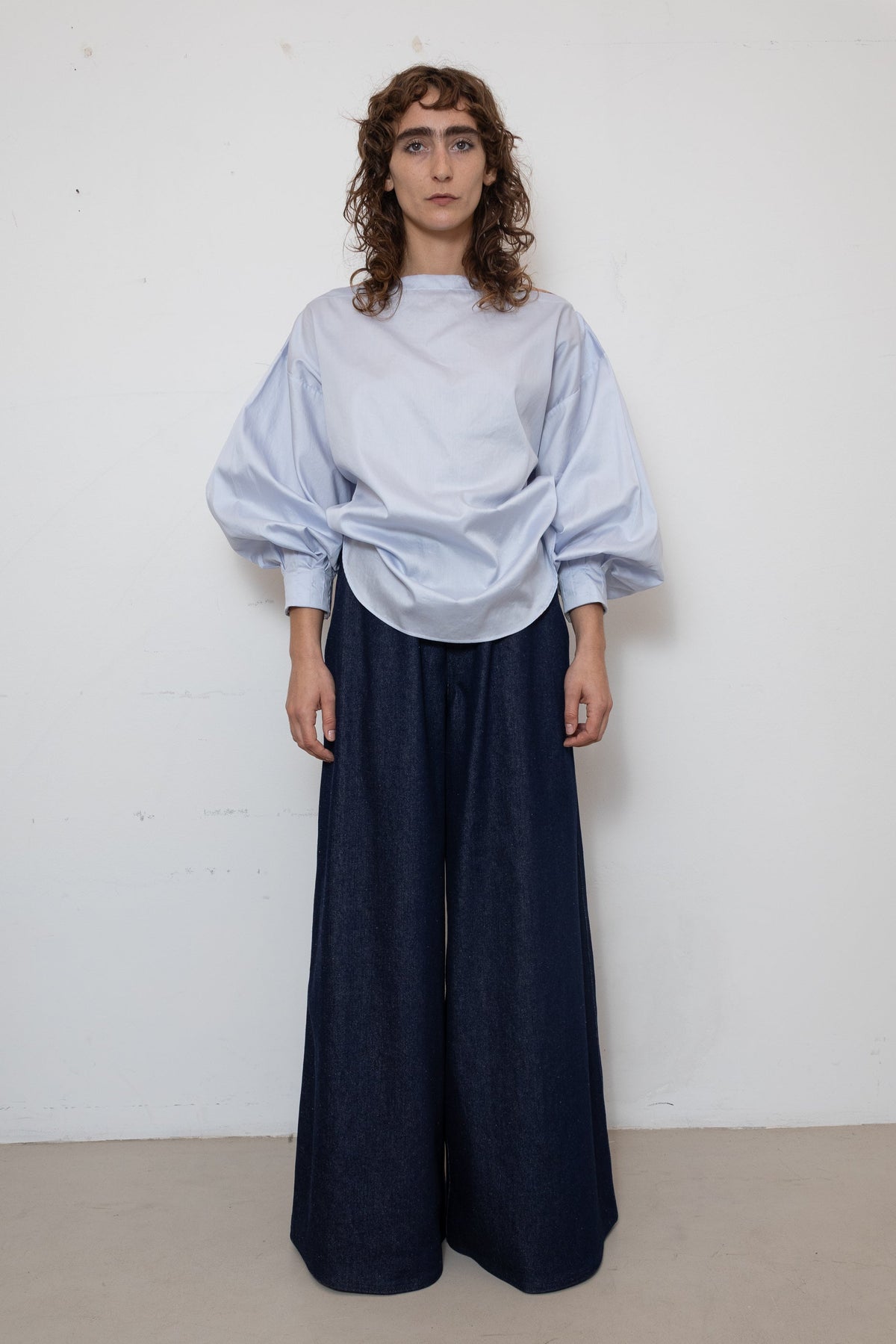 Indulging Top in Blue Satin Cotton