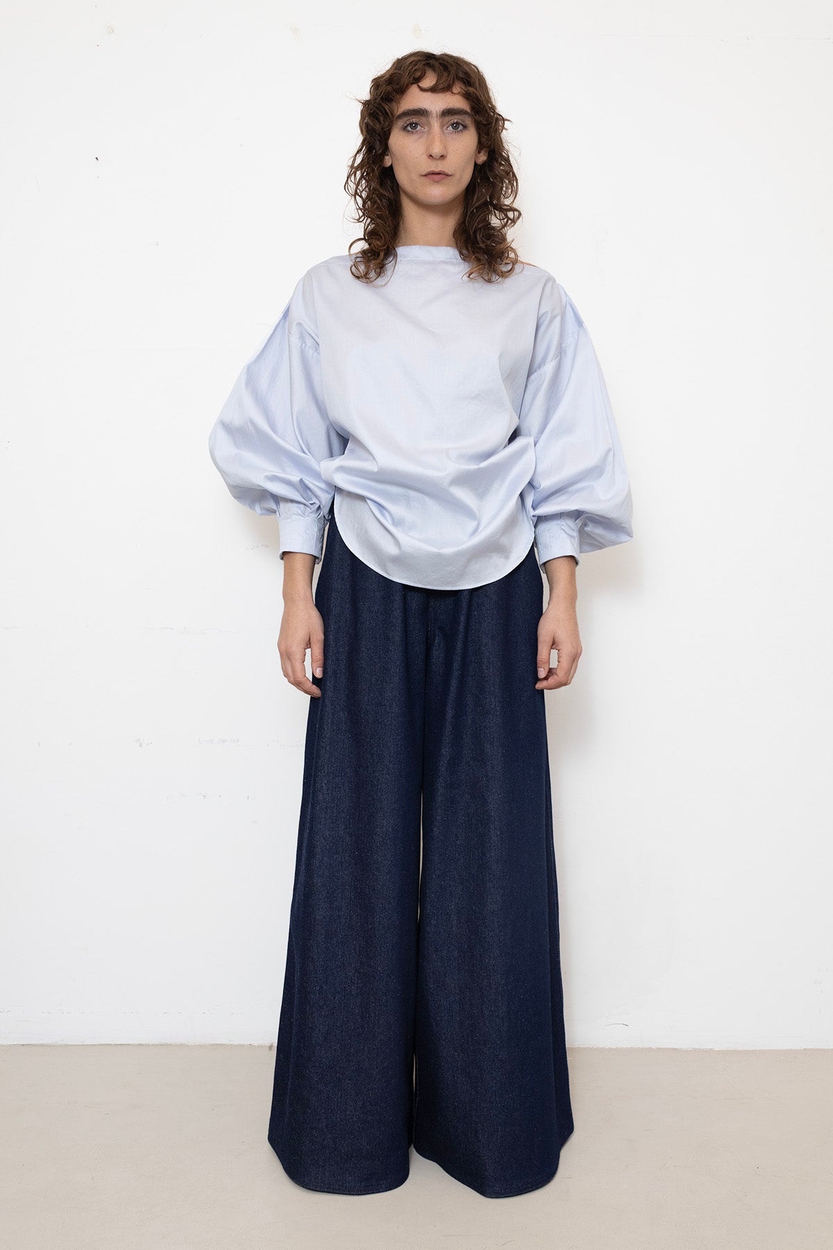 Indulging Top in Blue Satin Cotton