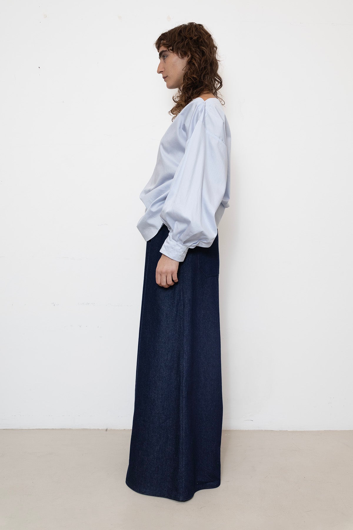 Indulging Top in Blue Satin Cotton