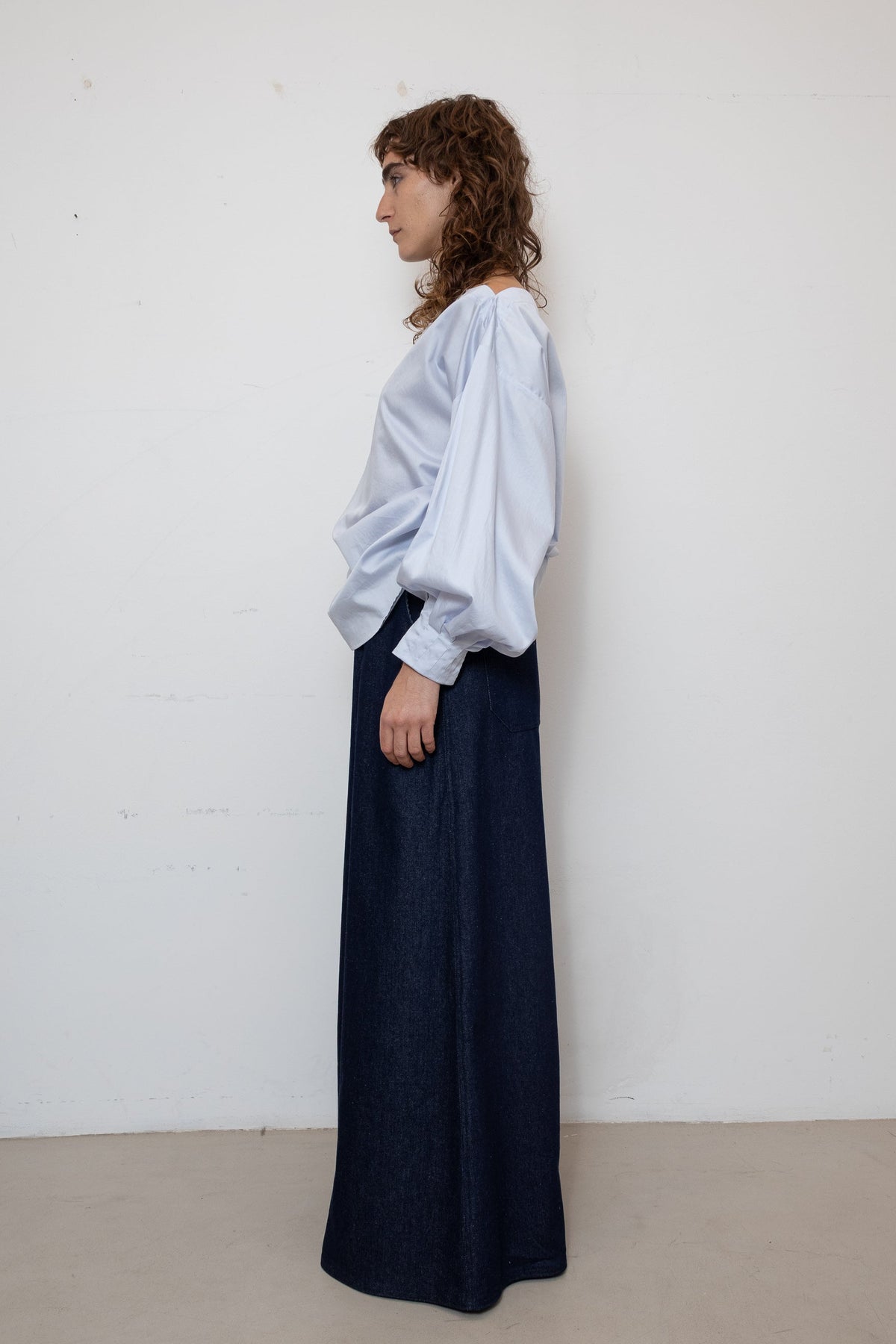 Indulging Top in Blue Satin Cotton