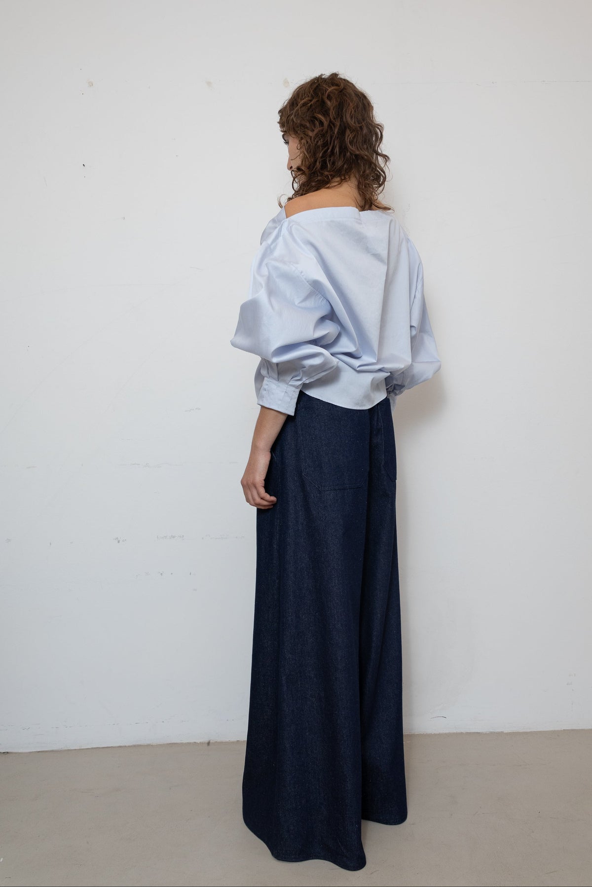 Indulging Top in Blue Satin Cotton