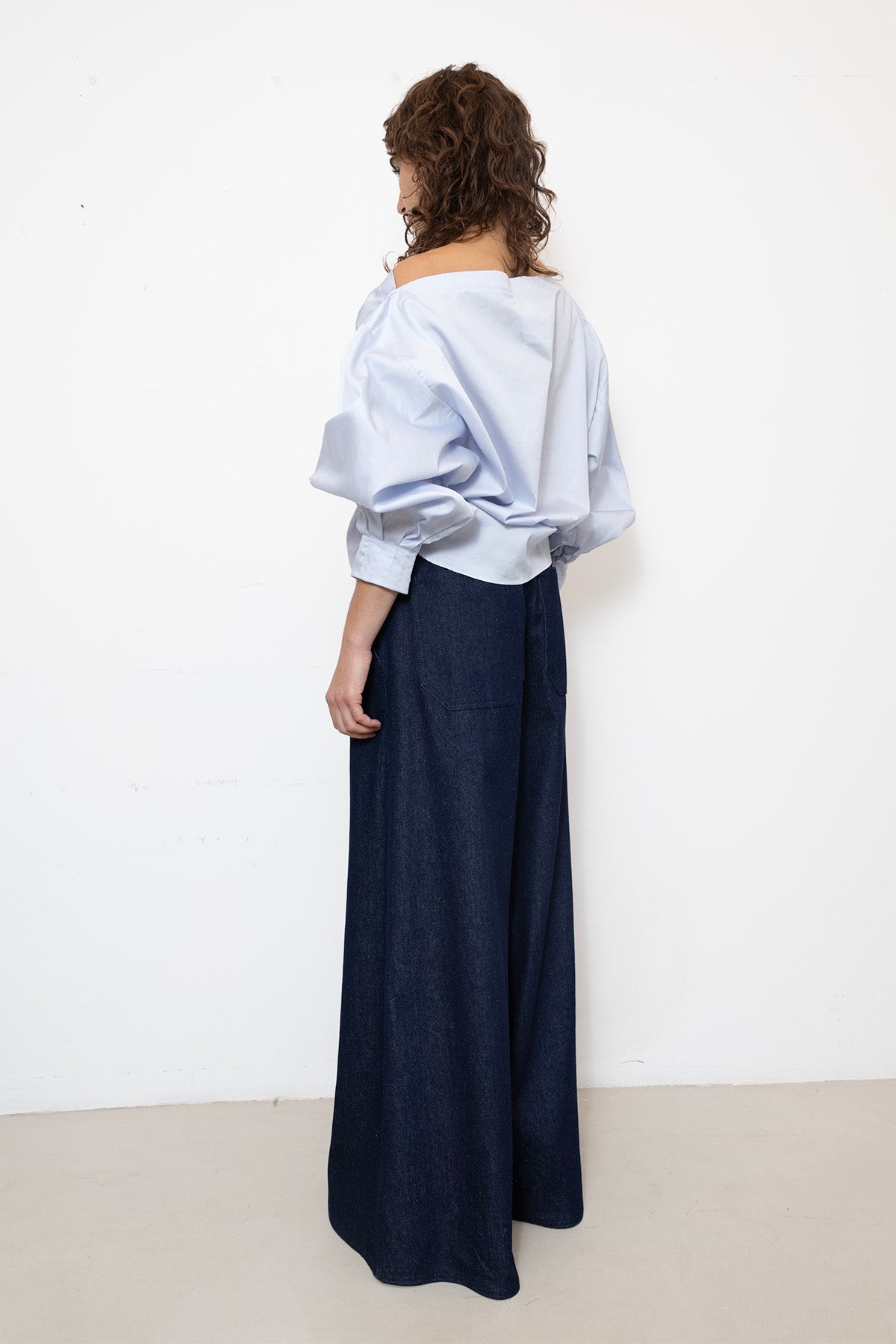 Indulging Top in Blue Satin Cotton