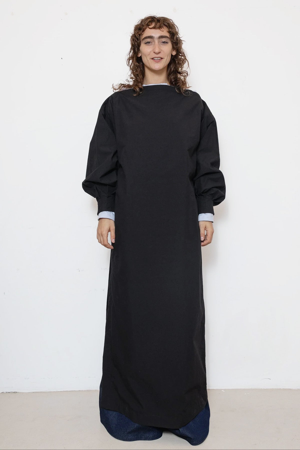 Indulging Dress in Black Cotton Poplin