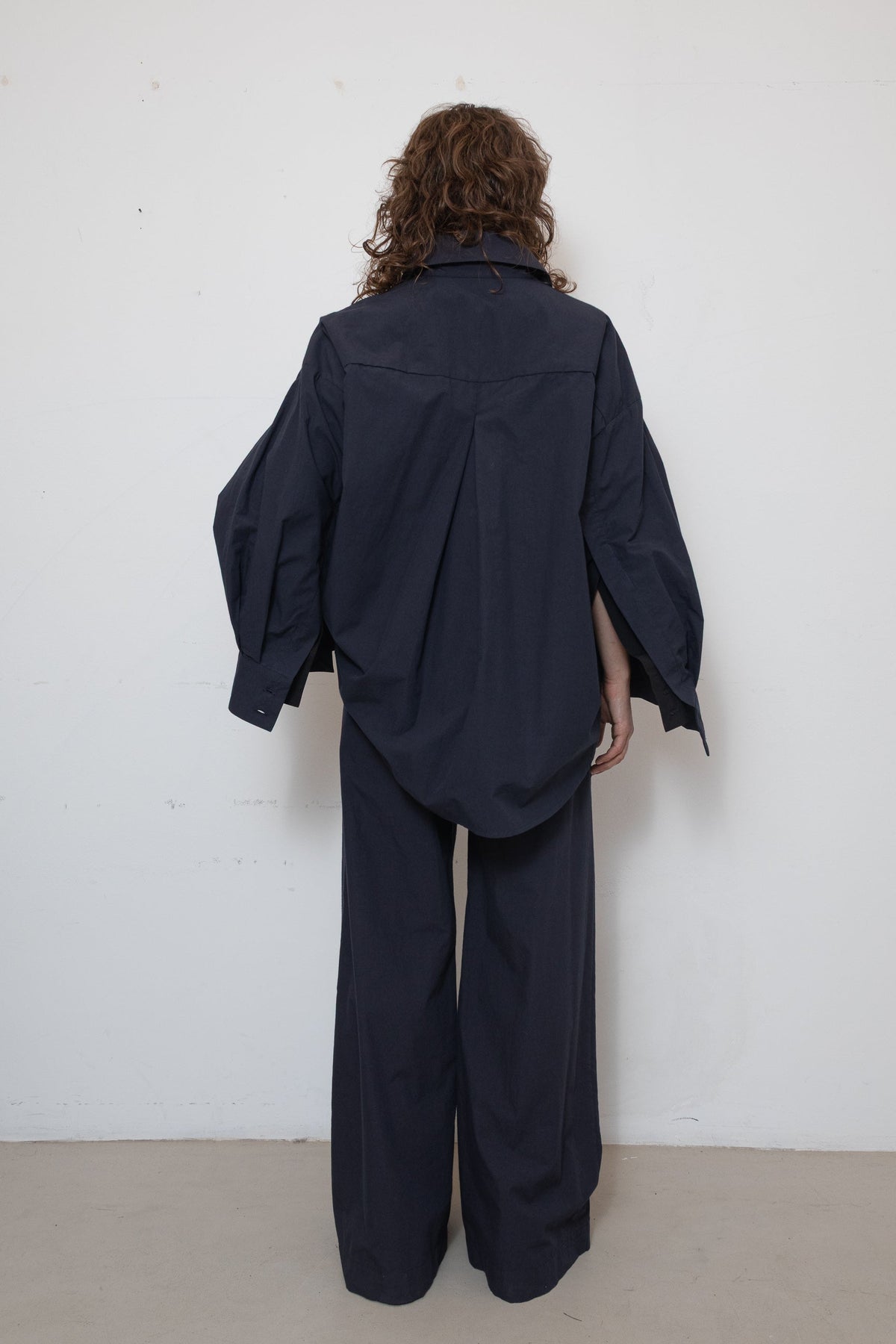 Shirt in Navy Cotton Poplin