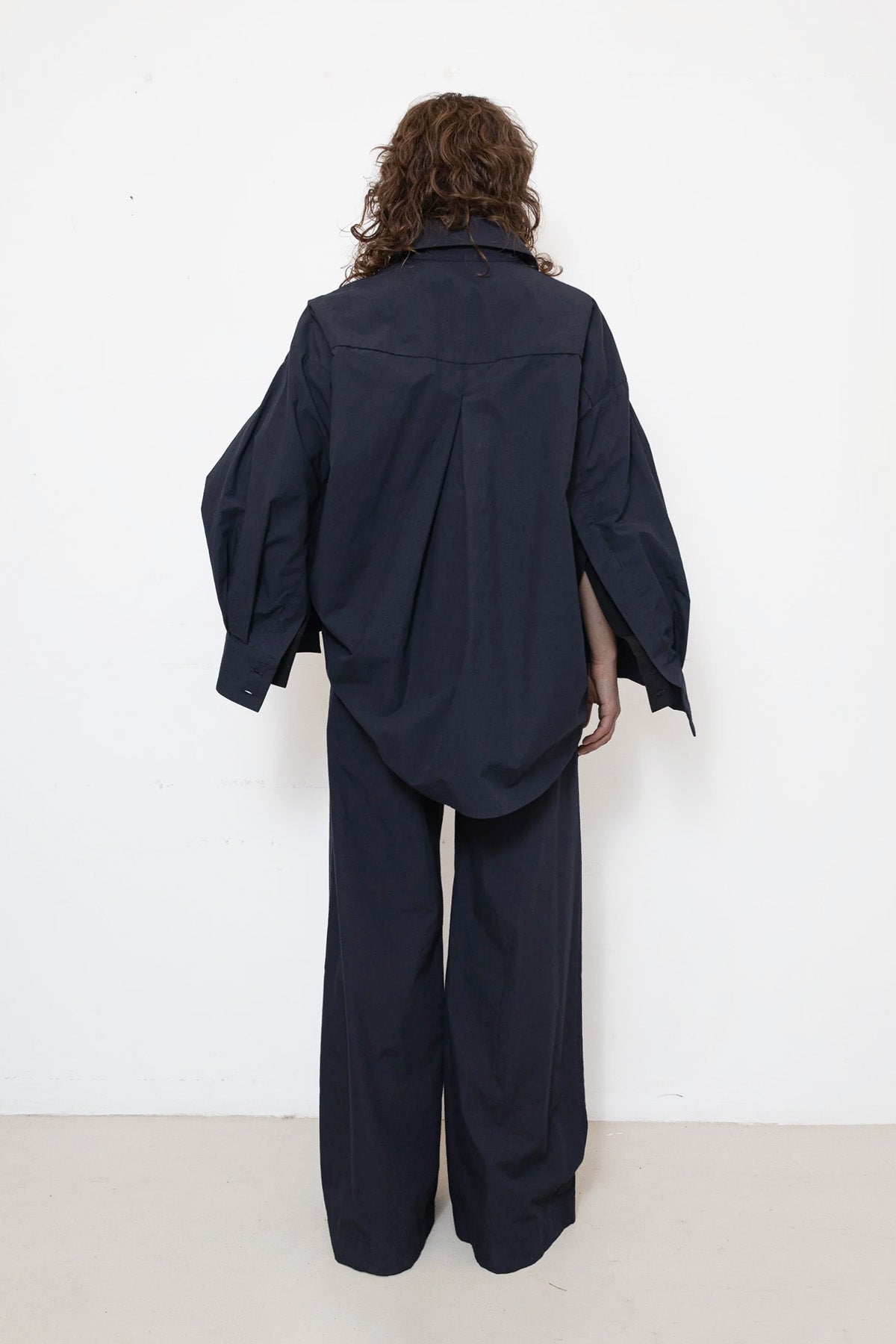 Shirt in Navy Cotton Poplin