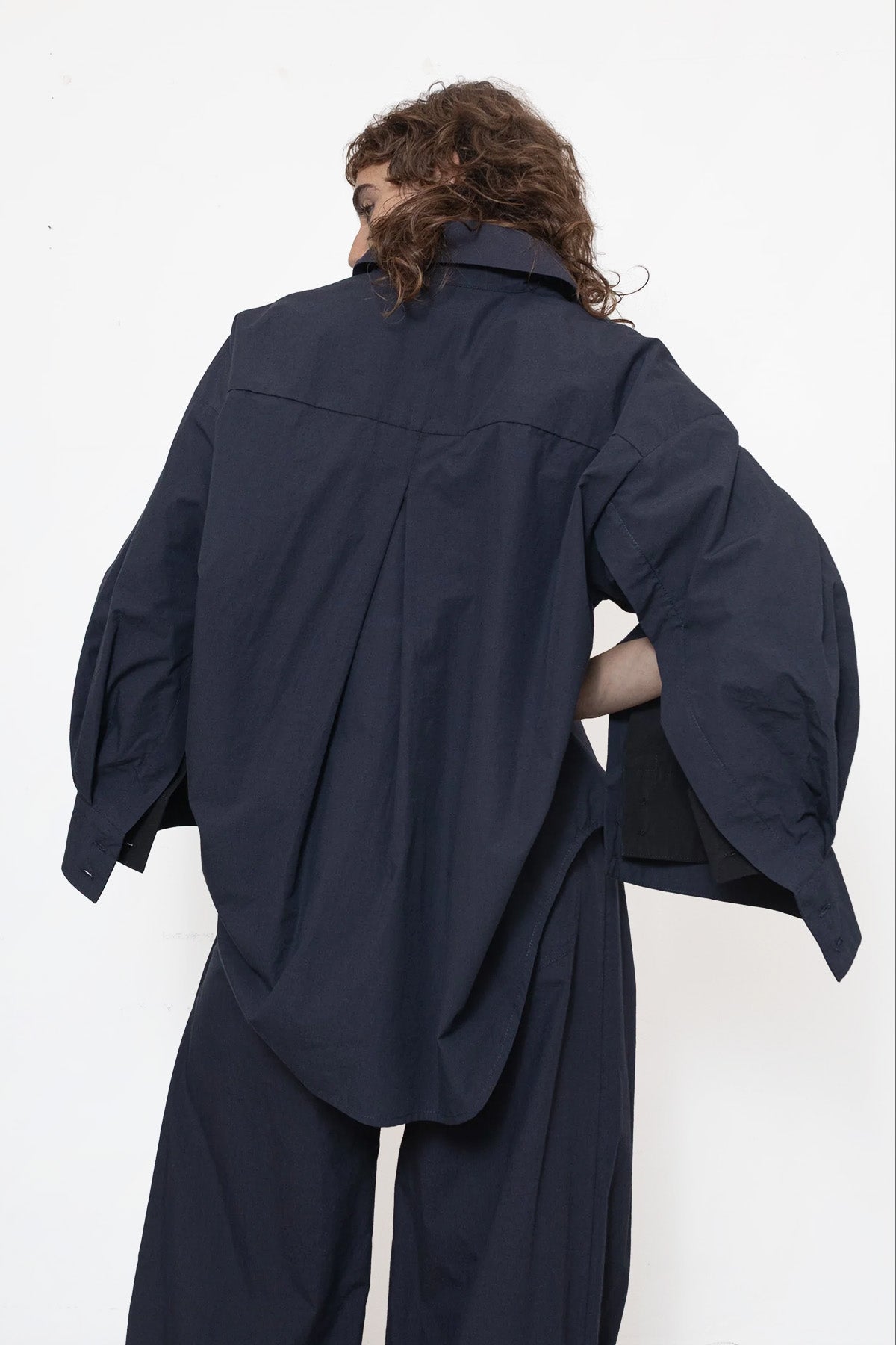 Shirt in Navy Cotton Poplin