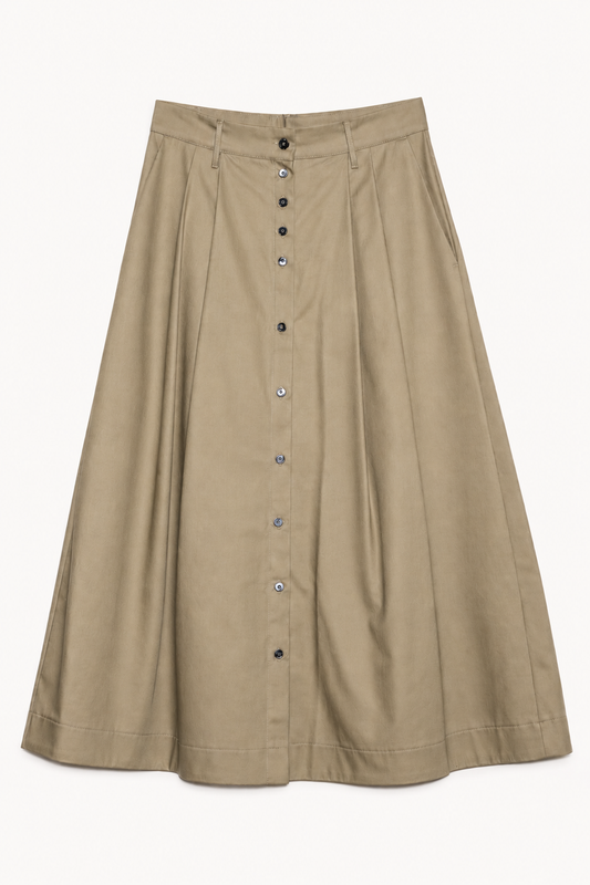 Billowing Skirt in Ecru Heavy Cotton Canvas