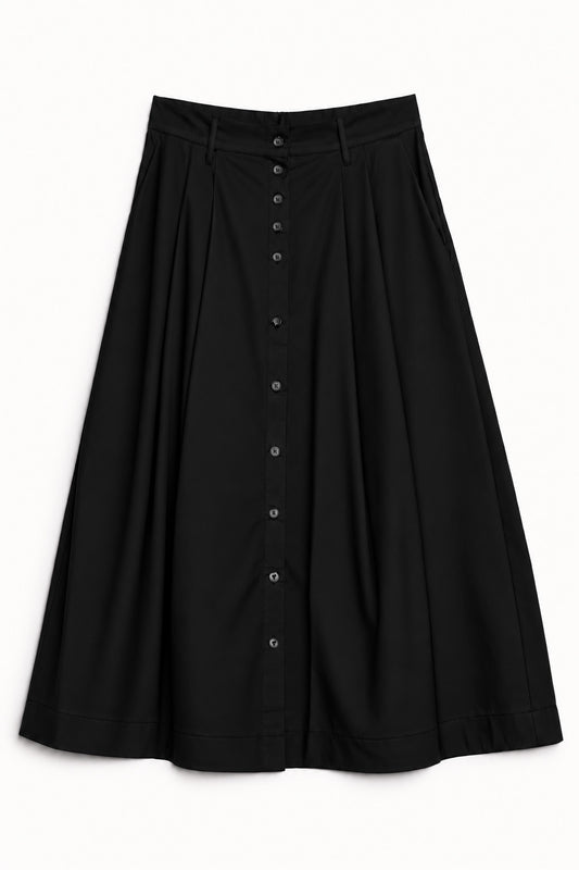 Billowing Skirt in Black Heavy Cotton Twill