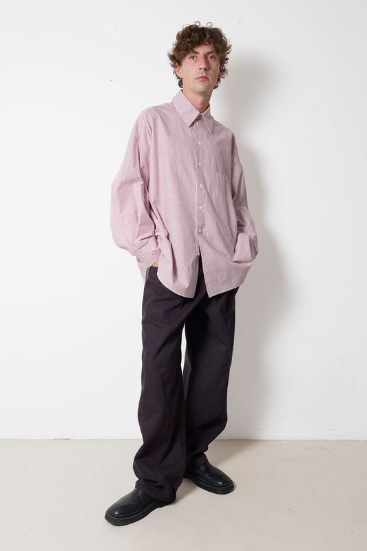 ARCHETYPE Shirt in Red Pinstriped Cotton Poplin