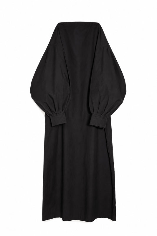 Indulging Dress in Black Cotton Poplin