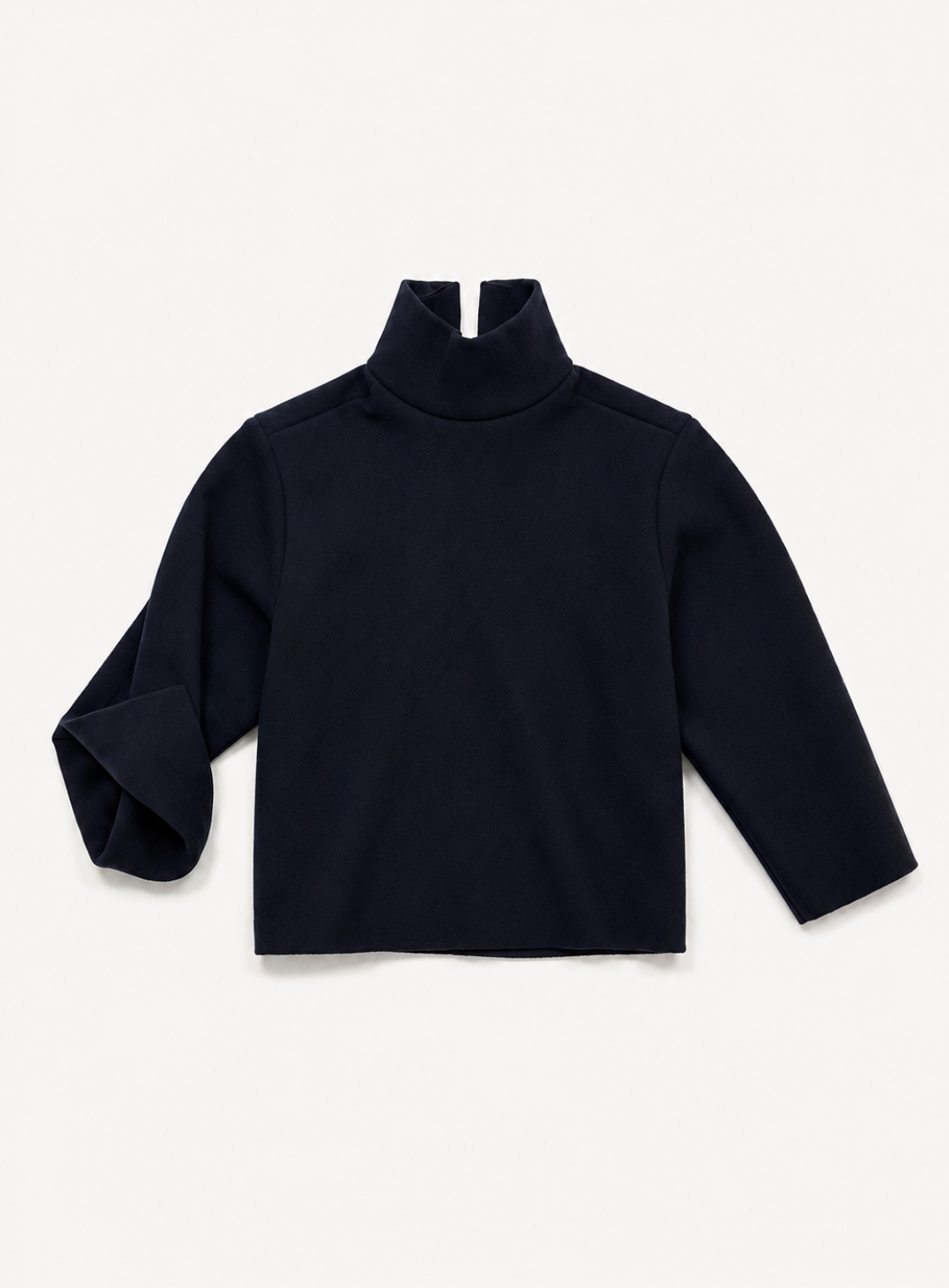 SUI GENERIS Long Sweater with Riveted Dorsal Seam in Navy Duffle Wool
